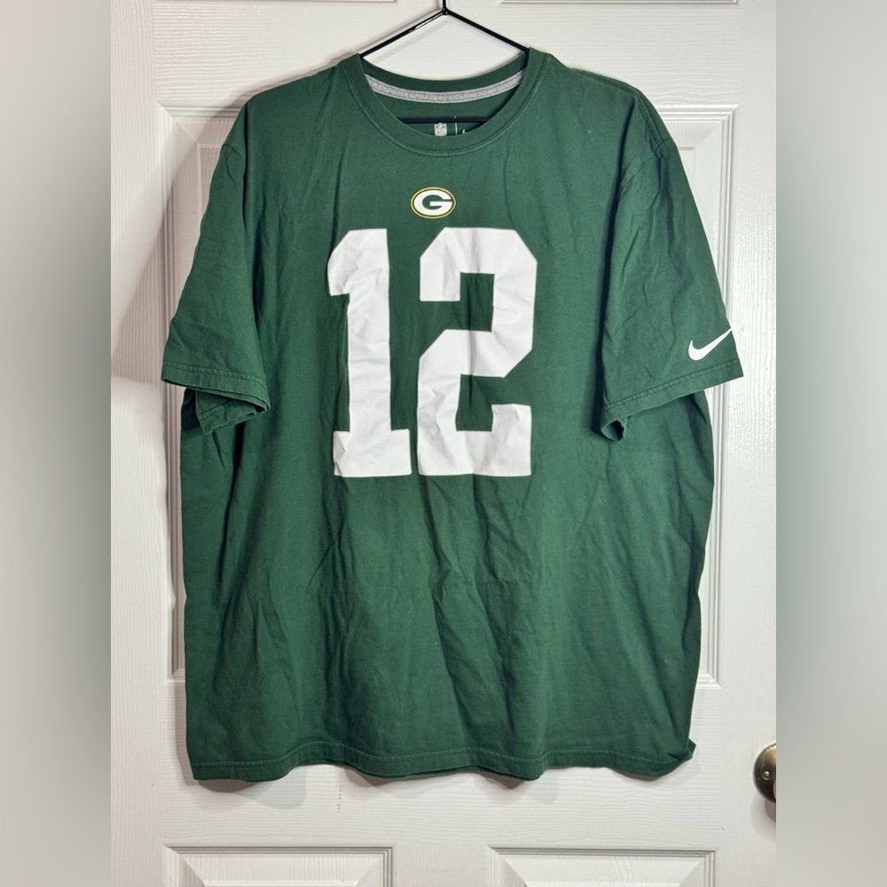 Nike NFL Green Bay Packers Rogers #12 Regular Fit Green Athletic Shirt Men XXL